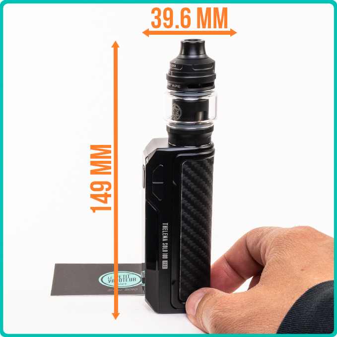 Dimensions du Kit thelema solo 100 Pro Lost Vape